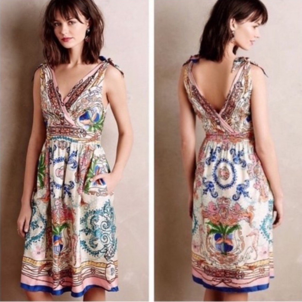 NWT Anthropologie Tied Acionna Silk Dress by Collette Dinnigan Sz 4P
